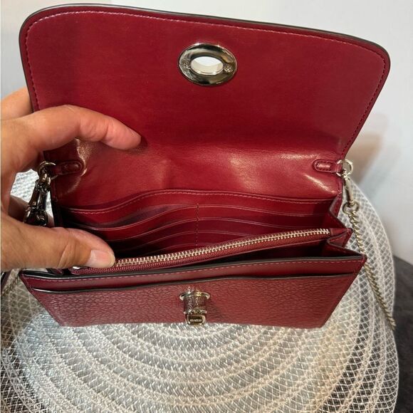 Coach Leather Chain Crossbody in Cherry Red/Silver NWT - Picture 10 of 16